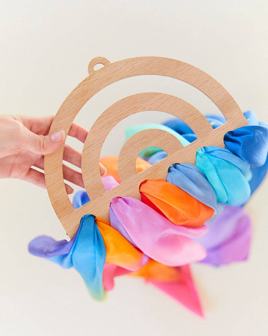 Regenbogen-Display aus Holz für Playsilks, Stoff, Waldorf Toys