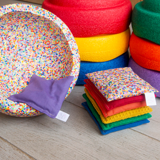 Little Botanic Label - Sensorische Kissen Regenbogenfarben + Super Confetti