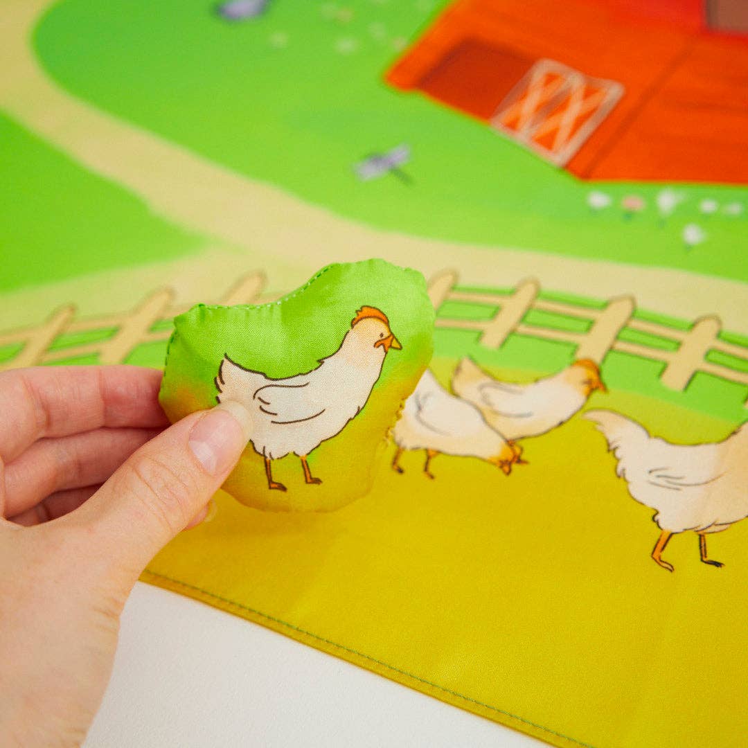Auf dem Bauernhof Spielseide inklusive 6 Plüsch-Bauernhoftiere Set