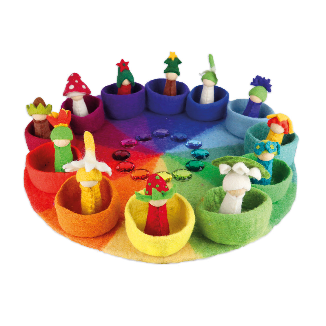 Bauspiel Blumenkinder Winter aus Filz - 3 Teile