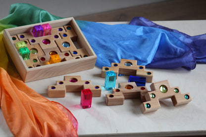 FARBTREPPEN mit Lichtbauquadern 16-teilig